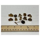 11 Assorted Gold Plated Pins & Tie Tack