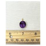 14 Karat Gold Purple Gemstone Necklace Pendant