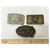 3 Assorted Belt Buckles Ford IH Horse