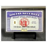 Social Security 1/4 Grain 24 Karat Gold Bar