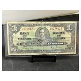 1937 $1 Canadian Bank Note
