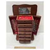 Jewelry Box with Assorted Costume Jewelry
