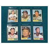 6 Card 1961 Milwaukee Braves Lot