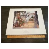 John Atwater 'Blue Stair & Begonias' Art Print