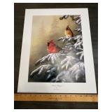 Jim Hansel 'Winter Refuge' Cardinal Wildlife Print