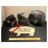Pig Decor And Eat More Chicken Sign
