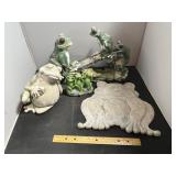 Frog Figurine And Trivet Lot