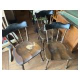 3 Black Painted Wood Chairs