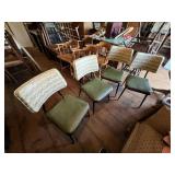 4 Chrome Chairs With Green Seats