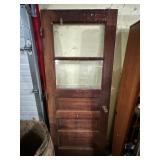Vintage Stained 2 Lite 3 Panel Wood Door