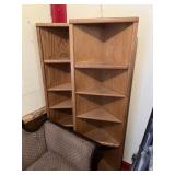 2 Corner Wood Bookcases
