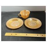 Fire-King Peach Lustre Cup And Saucer Lot