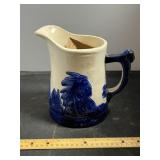 Sleepy Eye Blue And White Ceramic Pitcher