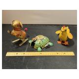 3 Tin Litho Wind-Up Animal Toys