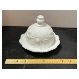 White Milk Glass Covered Dish