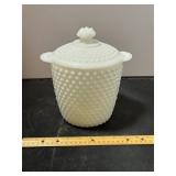 Milk Glass Hobnail Lidded Jar