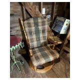 Plaid Upholstered Rocker Glider Chair