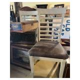 2 White Wood Chairs With Upholstered Seat
