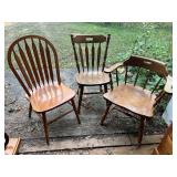 3 Vintage Wood Spindle Back Chairs
