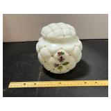 Milk Glass Floral Biscuit Jar