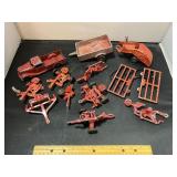 Red Cast Iron Toy Farm Implement Lot