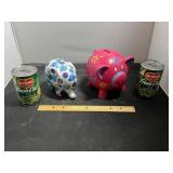 Pig Banks And Vegetable Cans Lot