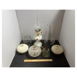 Oil Lamp Parts And Globes Lot