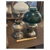 2 Vintage Kerosene Oil Lamps