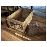 Valley Apples Crate And Antique Metal Tool