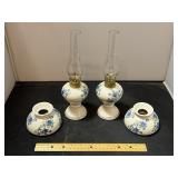 Floral Kerosene Oil Lamp Set