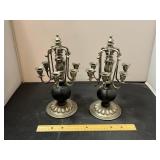 Pair Ornate Metal Candlesticks