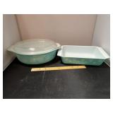 Pyrex Turquoise Snowflake Bakeware Lot