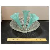 Turquoise Glass Epergne Centerpiece