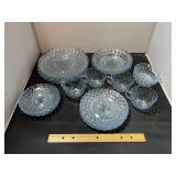 Blue Bubble Glass Dish Lot