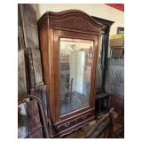 Antique Wood Wardrobe With Mirror