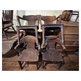 6 Antique Wood School Chairs
