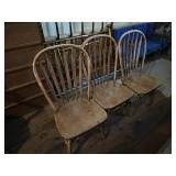 3 Windsor Style Wood Chairs