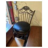 Metal Bar Stool With Black Seat