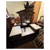 Victorian Marble Top Vanity With Mirror