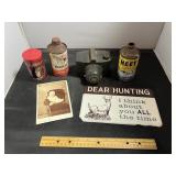 Vintage Cans And Deer Hunting Sign Lot