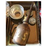 Antique Oil Can, Canning Funnel, Zinc Jar Covers
