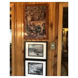 Whitetail Deer Clock & 2 Black & White Photos