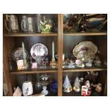 Contents of Middle Shelf - Glass Figures, Plates