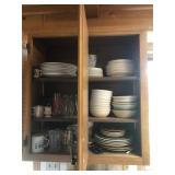 Contents of 2 Cabinets & Butcher Block - Dishes