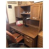 Large Wooden Desk, Contents, Office Chair, Mat
