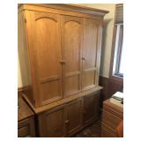 Large Wooden Cabinet Desk & Contents