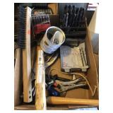 Assorted Tools - Hammer, Drill Bits, Wire Brush