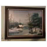 Winter River Scene Painting By Sorensen