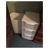 3 Drawer Plastic Dresser & Garbage Can