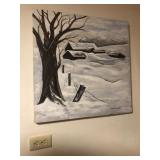 Winter Farm Scene Painting By Robert Fritz